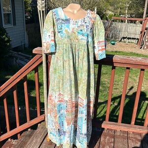 Fundamentals Vintage Maxi Dress with Bishop Sleeves- Great Pattern